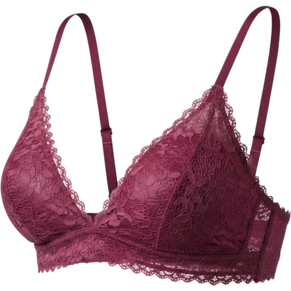 Victoria's Secret Lace Wireless Triangle Bra Berry Size L